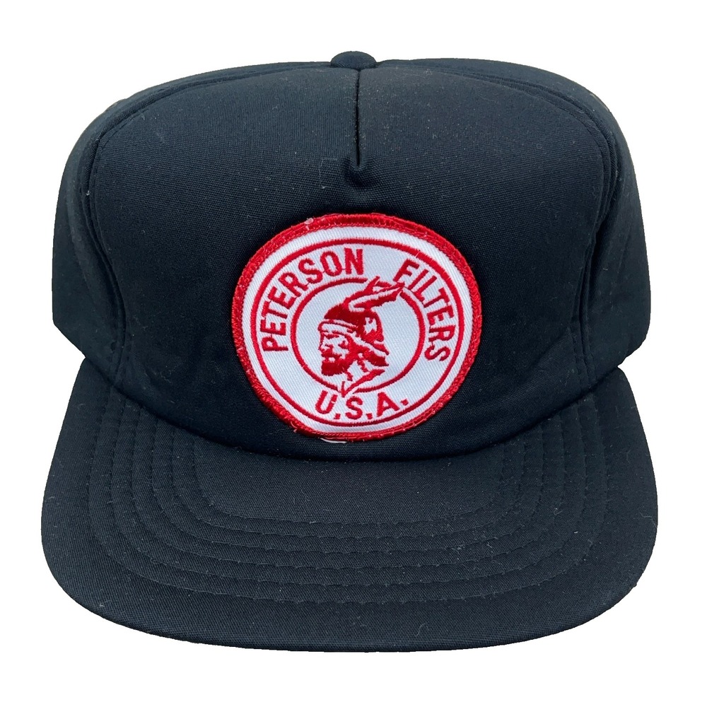 Vintage Peterson Filters Trucker Hat Cap Snapback Patch Foam 80s 90s Black Foam